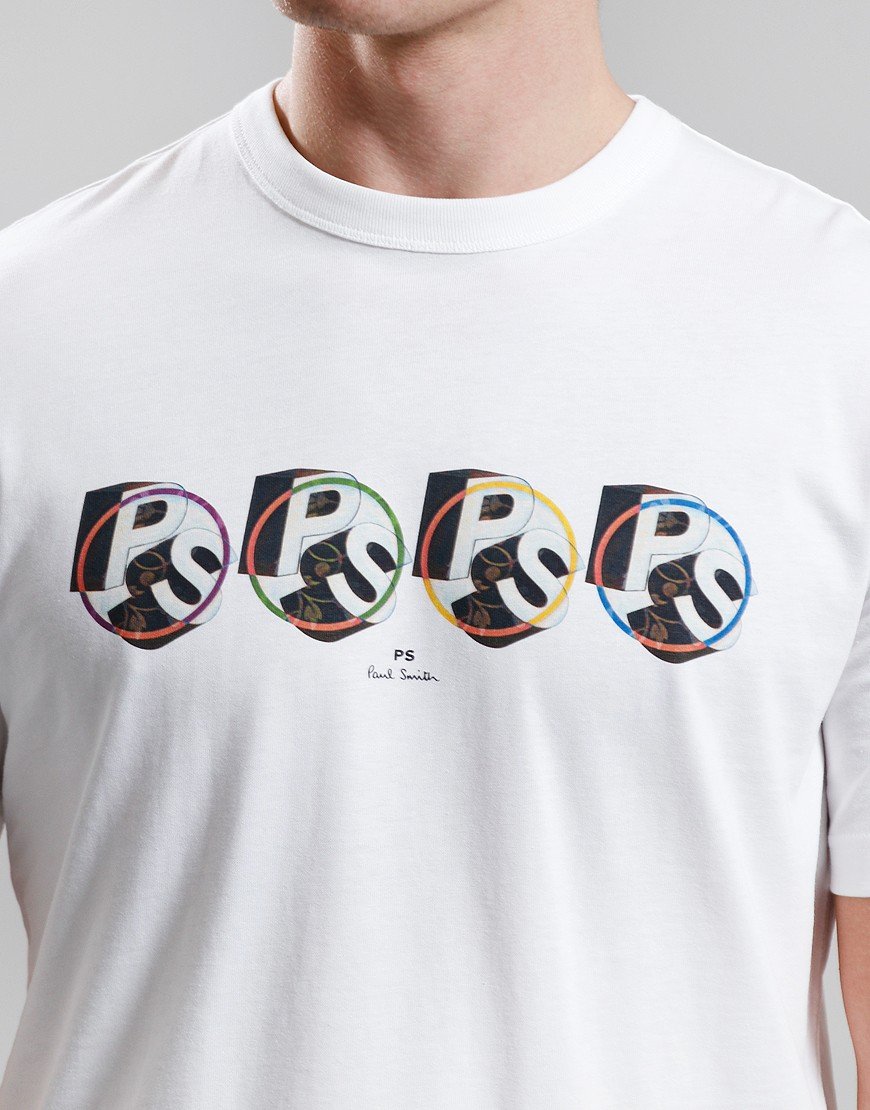 PAUL SMITH PS 3D ROW COTTON T-SHIRT OFF WHITE RRP £75 BNWT