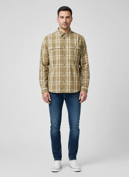 BELSTAFF FLEET CHECKED LONG SLEEVE SHIRT FATIGUE GREEN RRP £170 BNWT