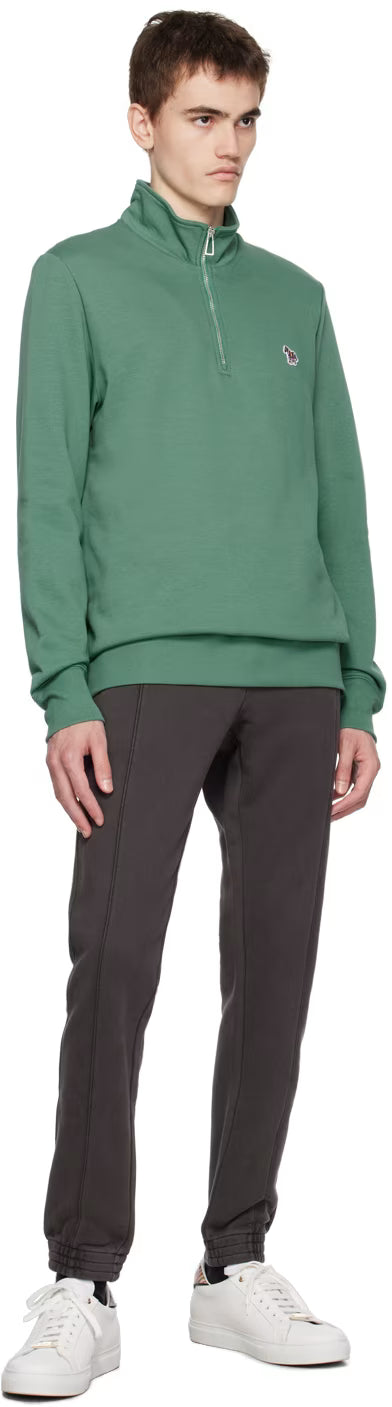 PAUL SMITH PS QUARTER ZIP COTTON FLEECE SWEATSHIRT GREEN XL RRP £135 BNWT