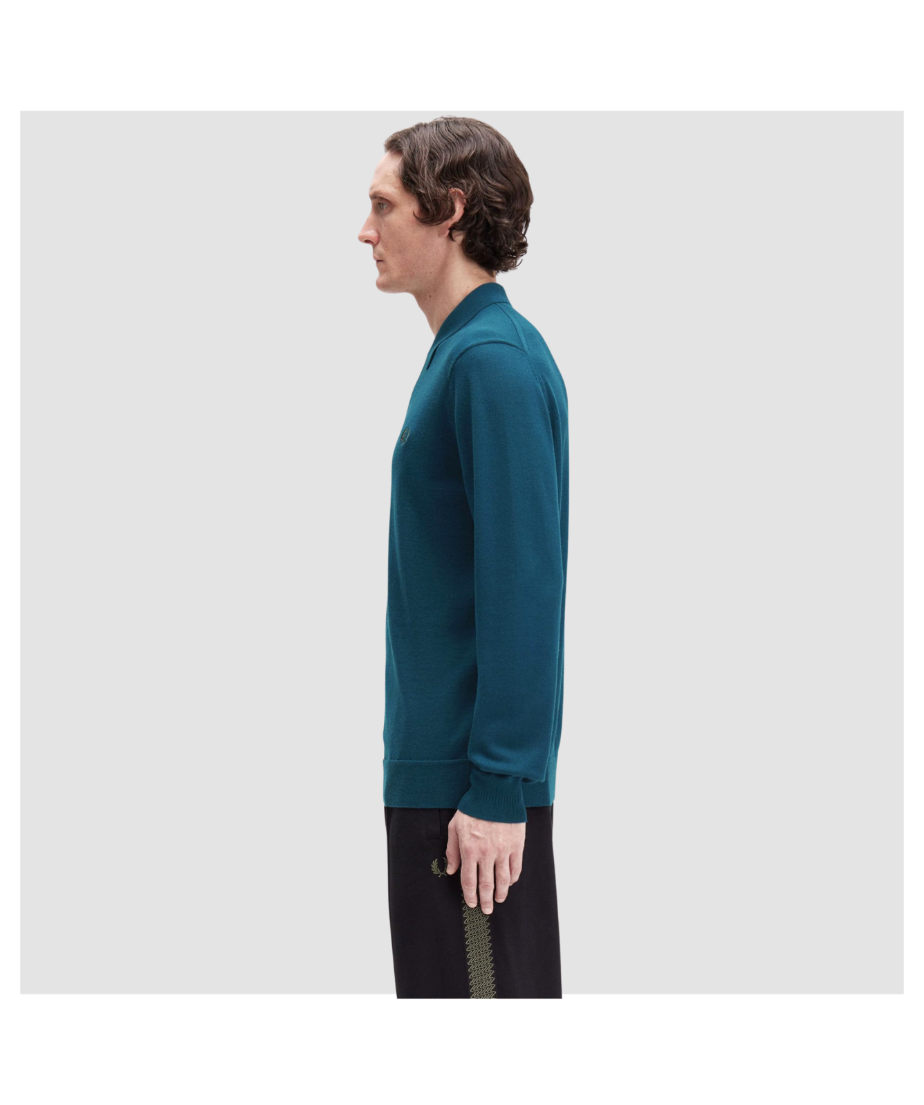 FRED PERRY MERINO WOOL BLEND KNIT POLO JUMPER DARK PETROL RRP £140 BNWT