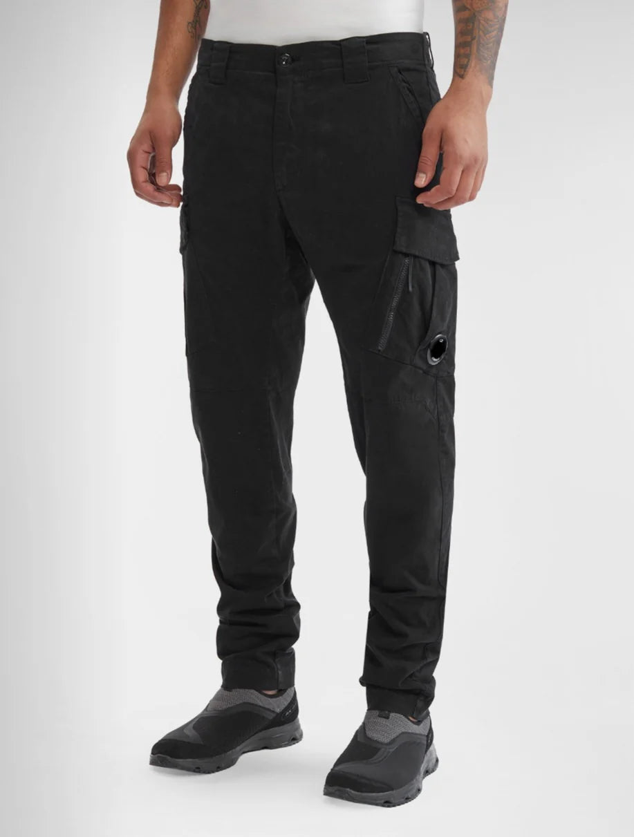 C.P. COMPANY 124A STRETCH SATEEN LENS CARGO PANTS BLACK IT56 3XL RRP £280 BNWT