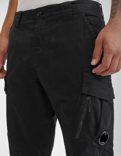 C.P. COMPANY 124A STRETCH SATEEN LENS CARGO PANTS BLACK IT56 3XL RRP £280 BNWT