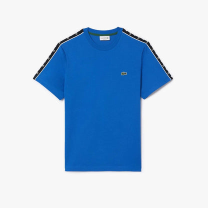 LACOSTE LOGO STRIPE COTTON T-SHIRT SAPPHIRE BLUE XL RRP £60 BNWT