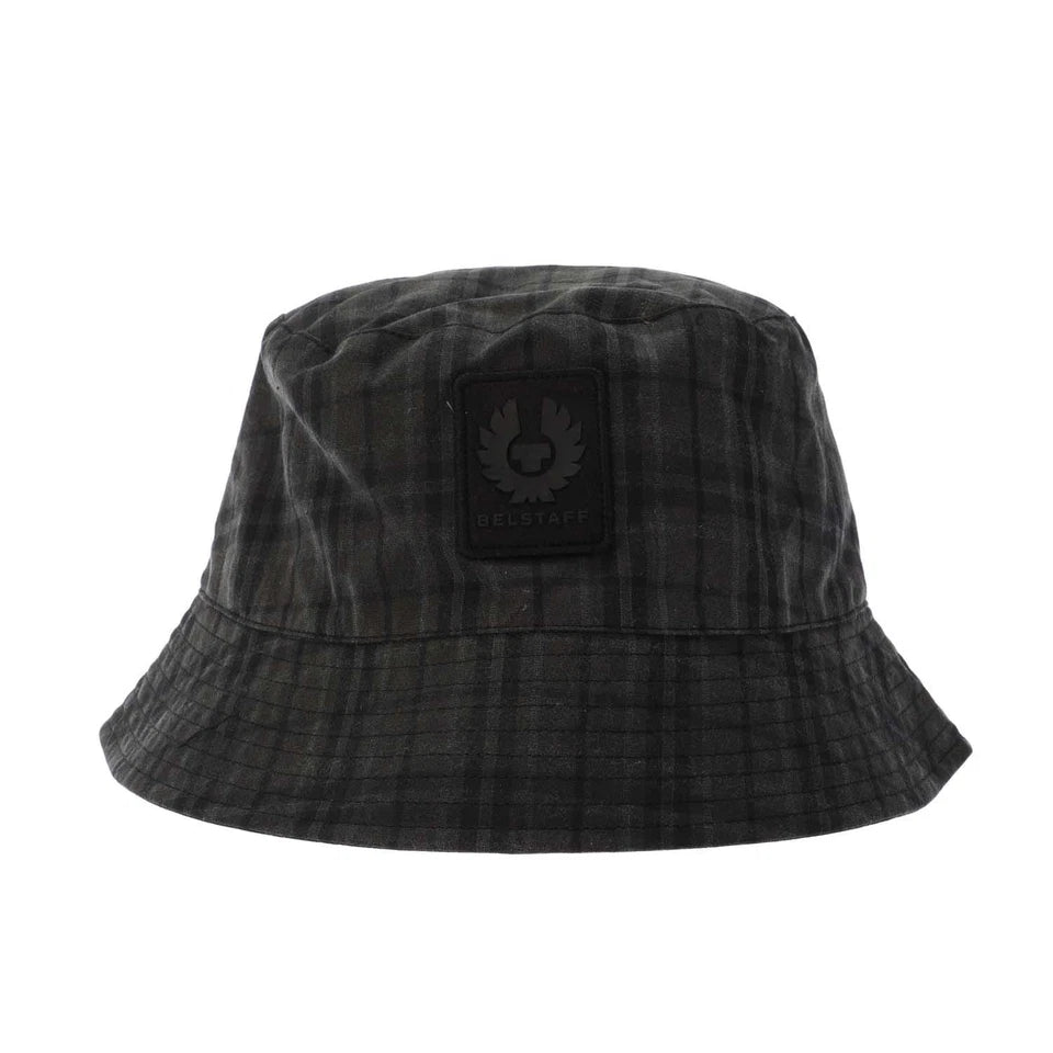 BELSTAFF COTTON PHOENIX PATCH BUCKET HAT HOLLINGWORTH CHECK GREY RRP £80 BNWT