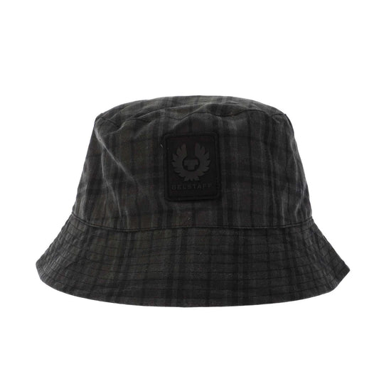 BELSTAFF COTTON PHOENIX PATCH BUCKET HAT HOLLINGWORTH CHECK GREY RRP £80 BNWT