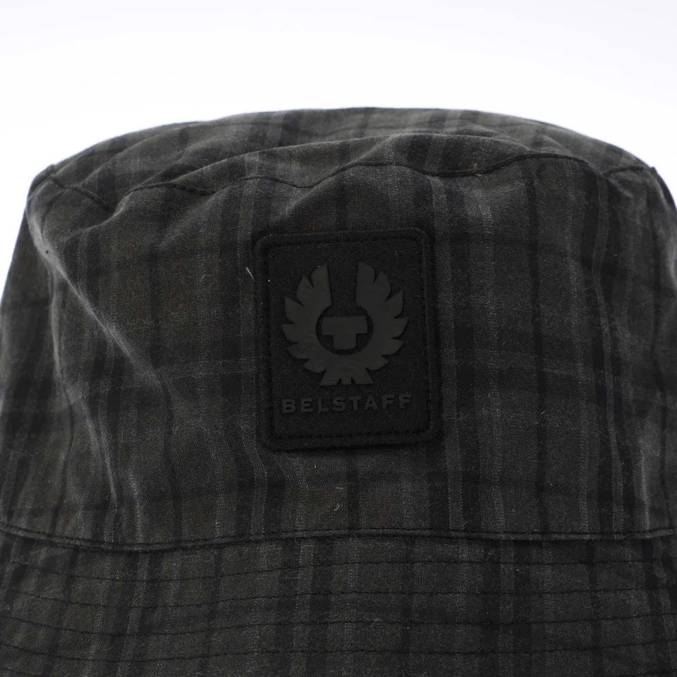 BELSTAFF COTTON PHOENIX PATCH BUCKET HAT HOLLINGWORTH CHECK GREY RRP £80 BNWT