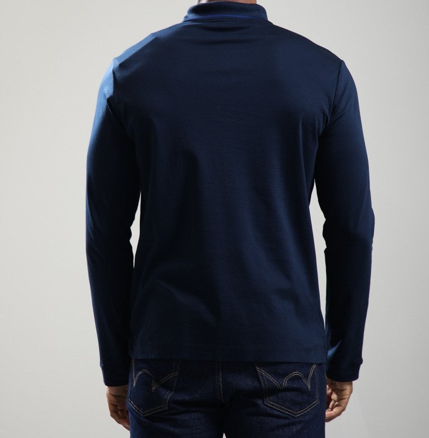 SANDBANKS TIPPED COLLAR LONG SLEEVE COTTON POLO SHIRT NAVY RRP £135 BNWT