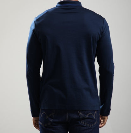 SANDBANKS TIPPED COLLAR LONG SLEEVE COTTON POLO SHIRT NAVY RRP £135 BNWT