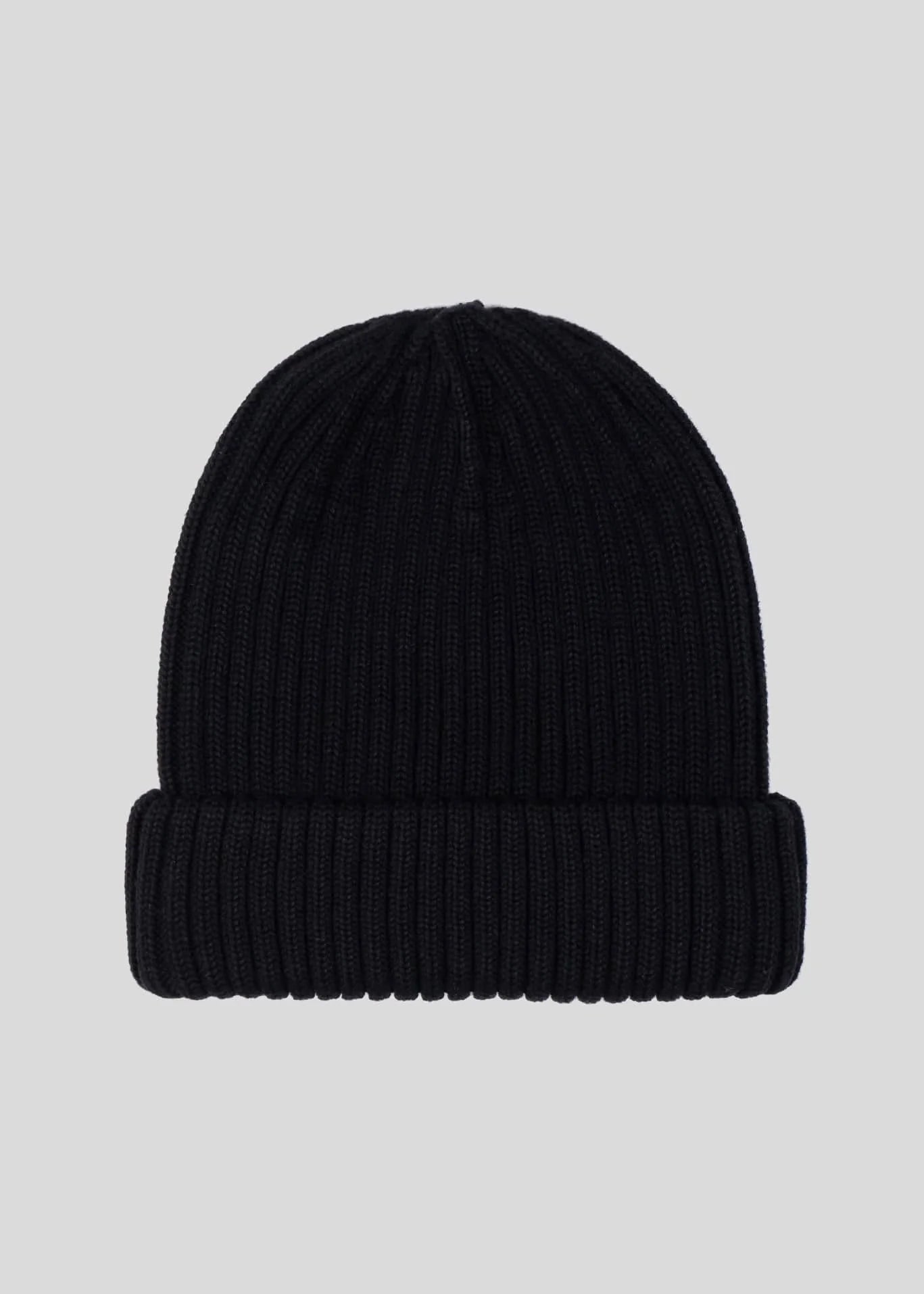 SANDBANKS BADGE LOGO MERINO WOOL RIBBED BEANIE HAT BLACK RRP £90 BNWT