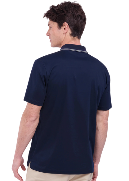 SANDBANKS CONTRAST STRIPE PLACKET COTTON POLO SHIRT NAVY XL RRP £135 BNWT