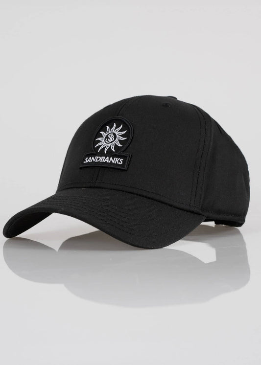 SANDBANKS COTTON BADGE LOGO BASEBALL CAP BLACK RRP £90 BNWT