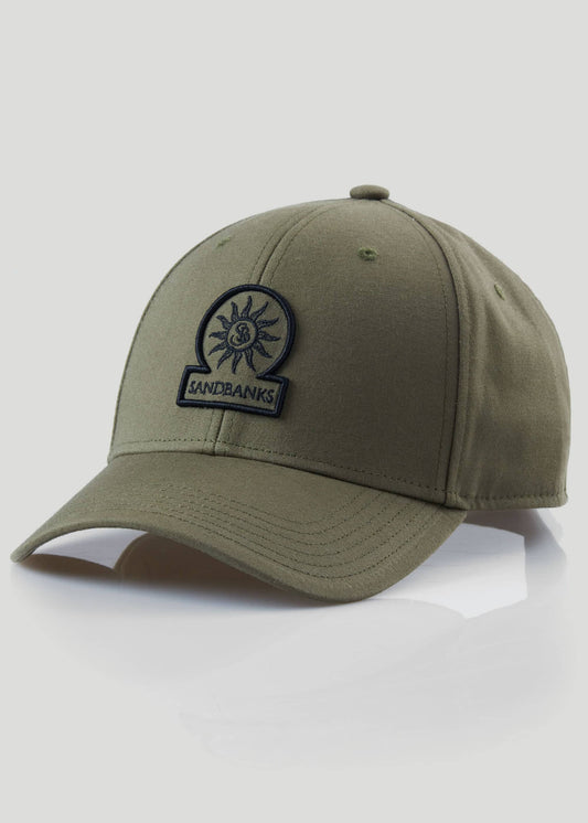 SANDBANKS COTTON BADGE LOGO BASEBALL CAP KHAKI GREEN RRP £90 BNWT