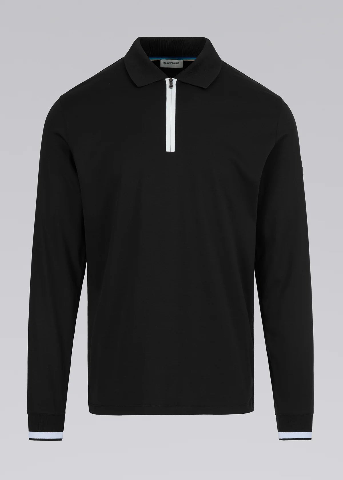SANDBANKS SILICONE ZIP LONG SLEEVE COTTON POLO SHIRT BLACK 4XL RRP £155 BNWT