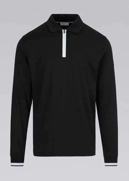 SANDBANKS SILICONE ZIP LONG SLEEVE COTTON POLO SHIRT BLACK 4XL RRP £155 BNWT