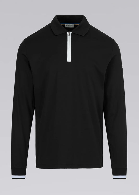SANDBANKS SILICONE ZIP LONG SLEEVE COTTON POLO SHIRT BLACK 4XL RRP £155 BNWT