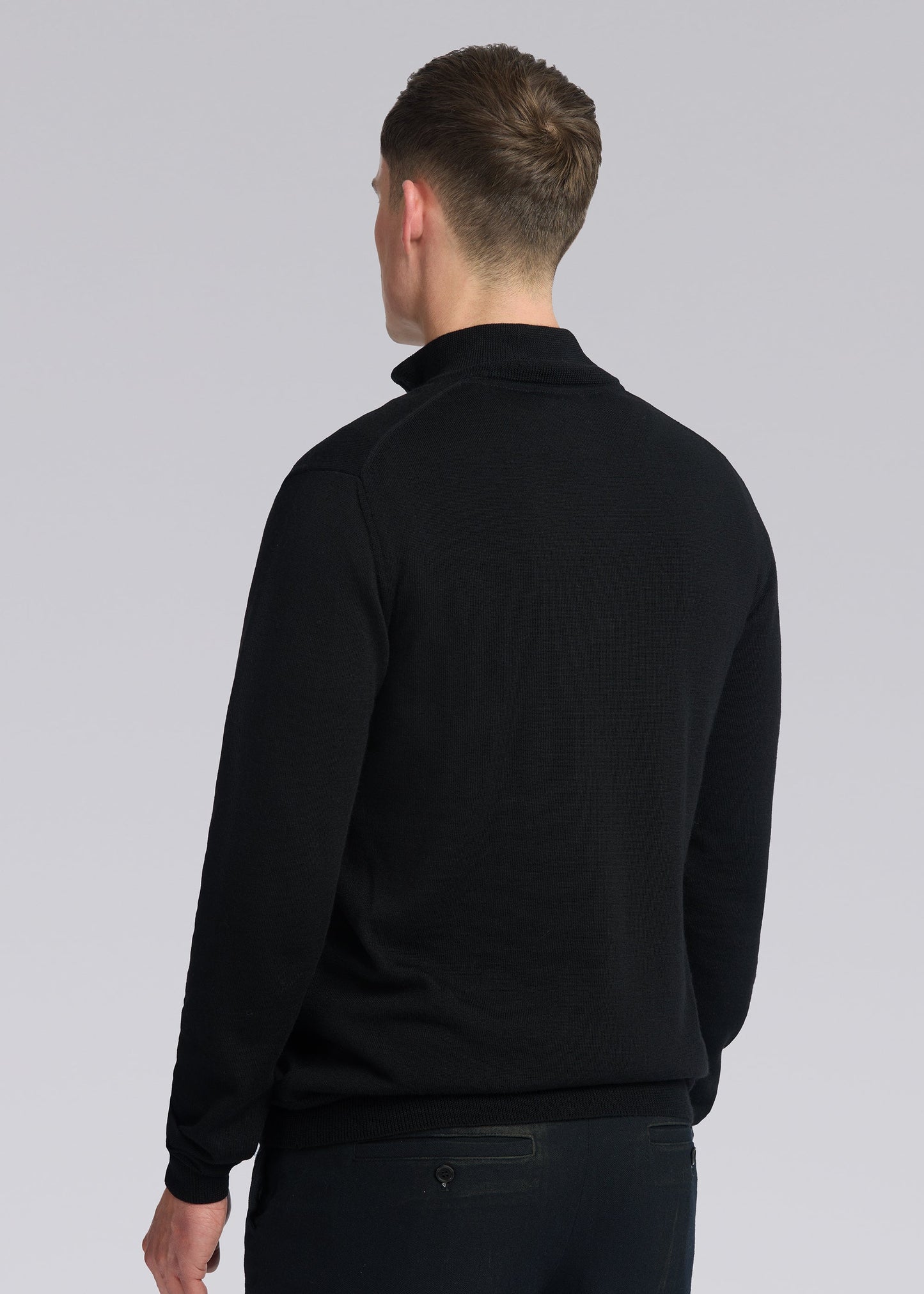 SANDBANKS FINE GAUGE QUARTER ZIP BADGE LOGO JUMPER BLACK RRP £175 BNWT