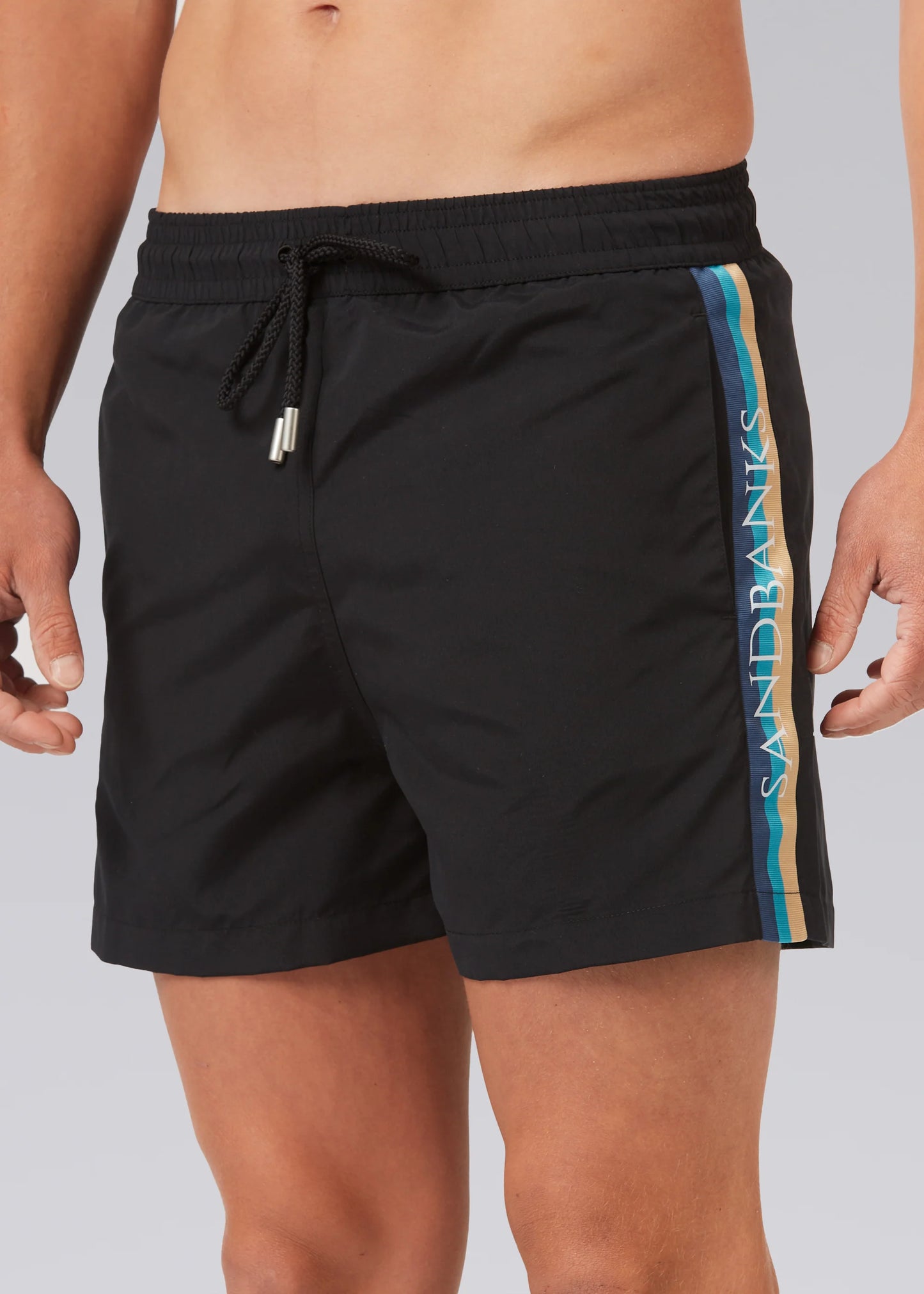 SANDBANKS RETRO SWIM SHORTS BLACK RRP £135 BNWT