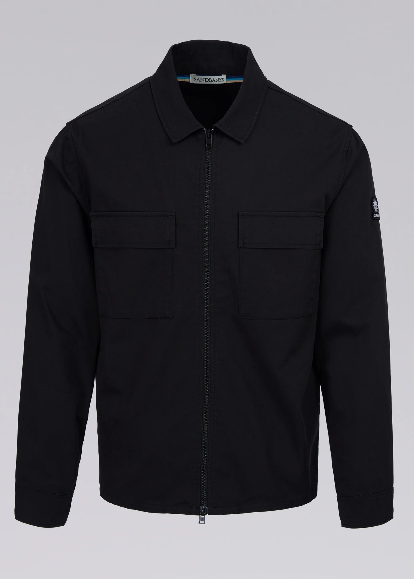 SANDBANKS GABERDINE COTTON ZIP UP OVERSHIRT JACKET BLACK 2XL RRP £245 BNWT