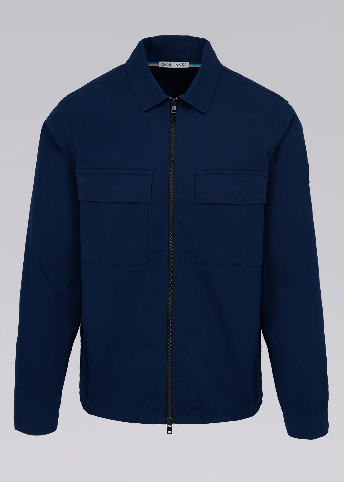 SANDBANKS GABERDINE COTTON ZIP UP OVERSHIRT JACKET NAVY BLUE RRP £245 BNWT