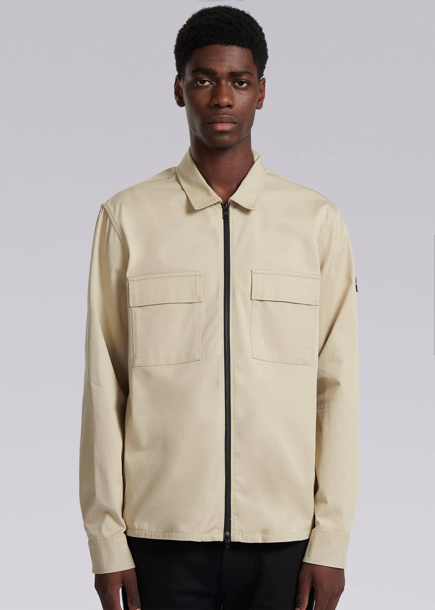 SANDBANKS GABERDINE COTTON ZIP UP OVERSHIRT JACKET STONE BEIGE RRP £245 BNWT