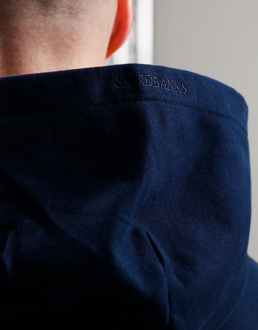 SANDBANKS COTTON FLEECE ZIPPED HOODED HOODIE SWEATSHIRT NAVY RRP £225 BNWT