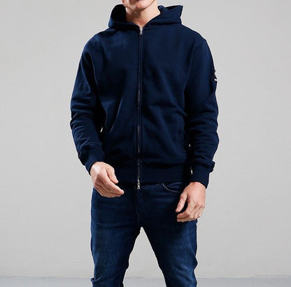 SANDBANKS COTTON FLEECE ZIPPED HOODED HOODIE SWEATSHIRT NAVY RRP £225 BNWT