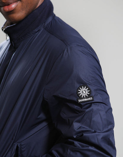 SANDBANKS REVERSIBLE FUNNEL NECK BOMBER JACKET NAVY/STONE BEIGE XL RRP £325 BNWT
