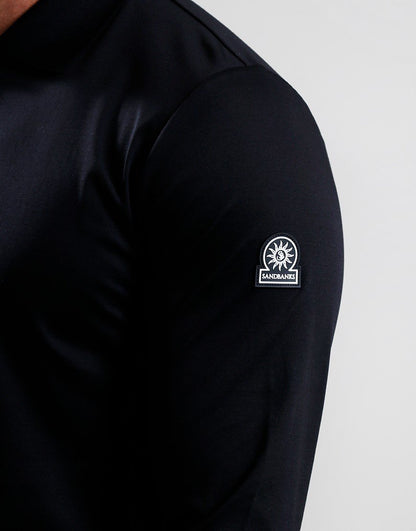 SANDBANKS SILICONE ZIP LONG SLEEVE COTTON POLO SHIRT BLACK 4XL RRP £155 BNWT