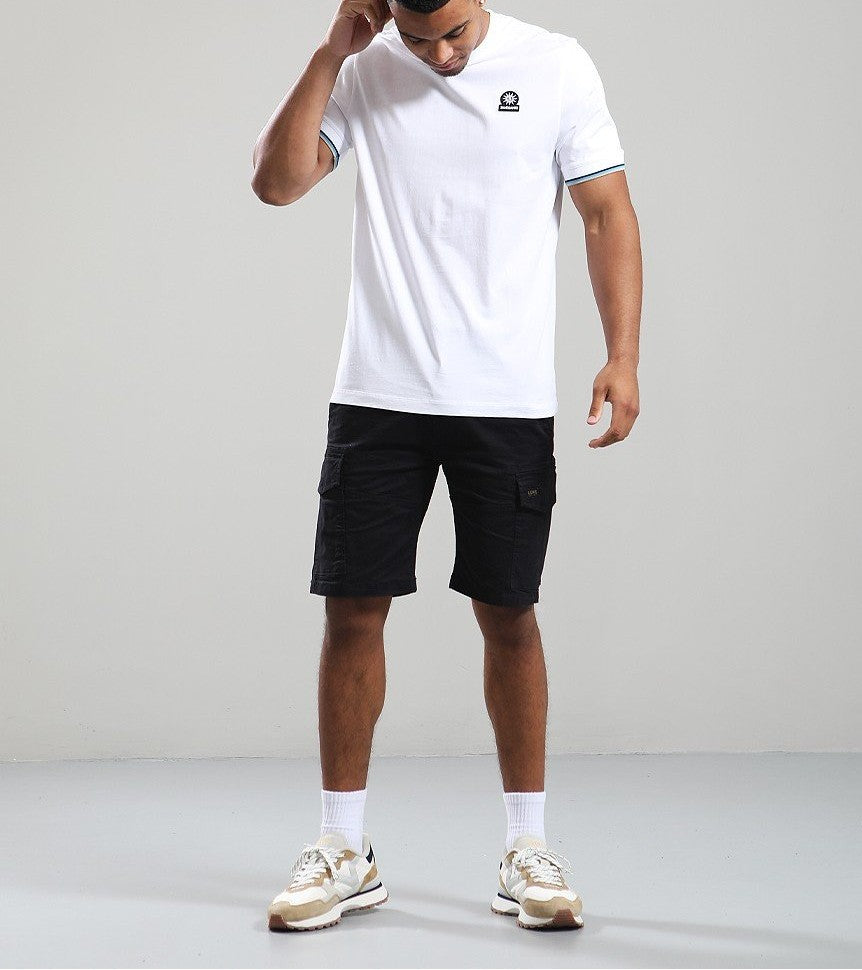 SANDBANKS BADGE LOGO TIPPED SLEEVE COTTON T-SHIRT WHITE RRP £90 BNWT