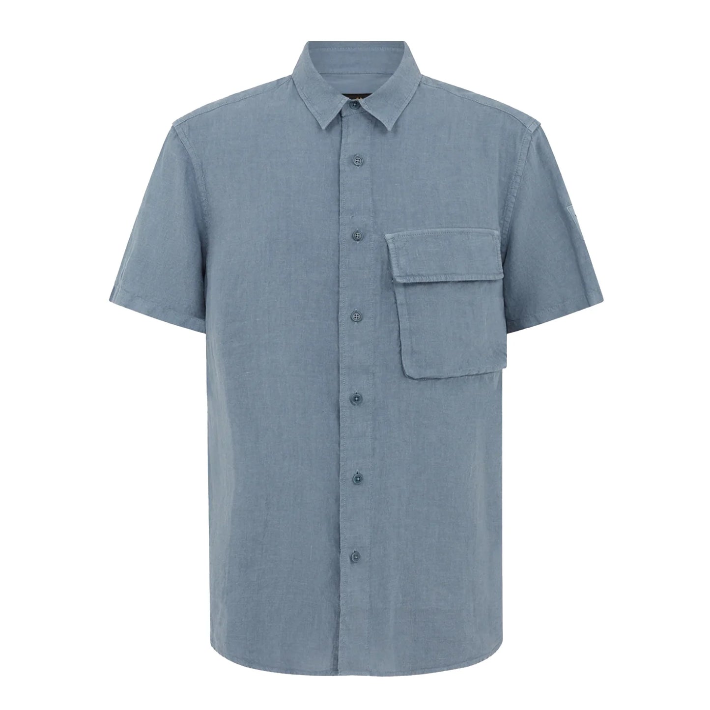 BELSTAFF SCALE LINEN SHORT SLEEVE SHIRT BLUE FLINT LARGE RRP £135 BNWT