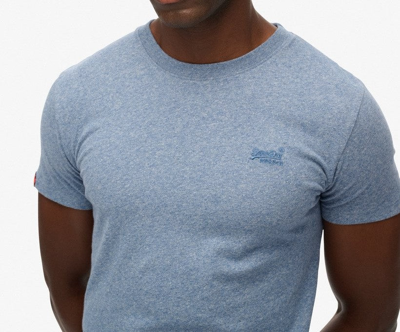 SUPERDRY ESSENTIAL LOGO EMBLEM T-SHIRT BAY BLUE MARL SLIM FIT L BNWT
