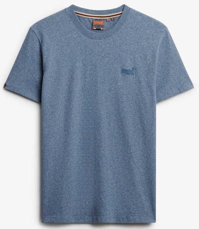 SUPERDRY ESSENTIAL LOGO EMBLEM T-SHIRT BAY BLUE MARL SLIM FIT L BNWT