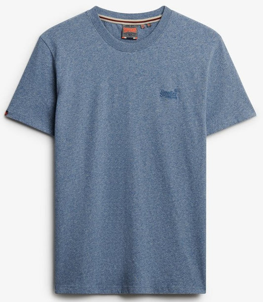 SUPERDRY ESSENTIAL LOGO EMBLEM T-SHIRT BAY BLUE MARL SLIM FIT L BNWT