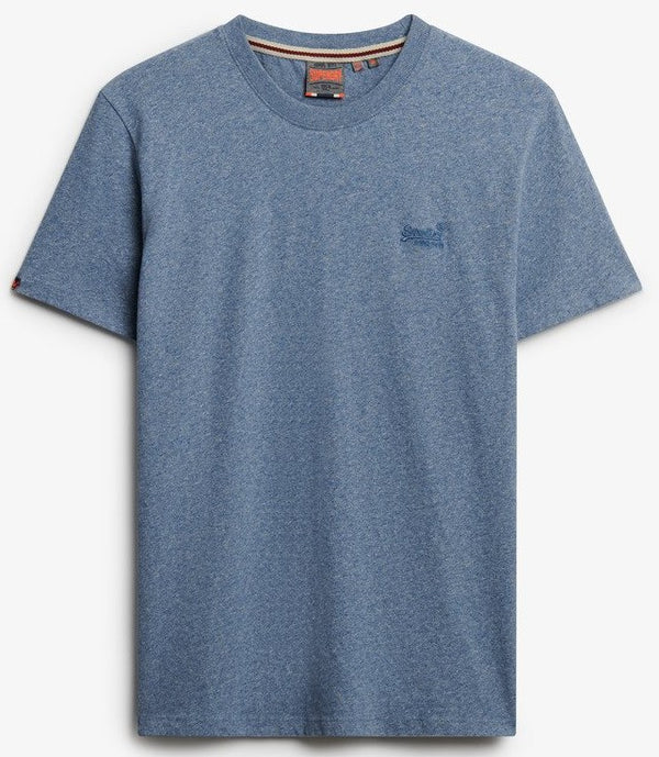SUPERDRY ESSENTIAL LOGO EMBLEM T-SHIRT BAY BLUE MARL SLIM FIT L BNWT