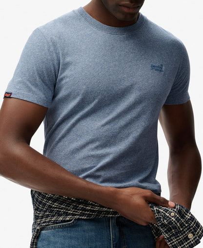 SUPERDRY ESSENTIAL LOGO EMBLEM T-SHIRT BAY BLUE MARL SLIM FIT L BNWT