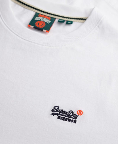 SUPERDRY ESSENTIAL CONTRAST EMBLEM T-SHIRT OPTIC WHITE SLIM FIT L BNWT