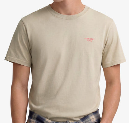 SUPERDRY ESSENTIAL STACKED LOGO EMBLEM T-SHIRT BIRCH/NEON PINK SLIM FIT L BNWT