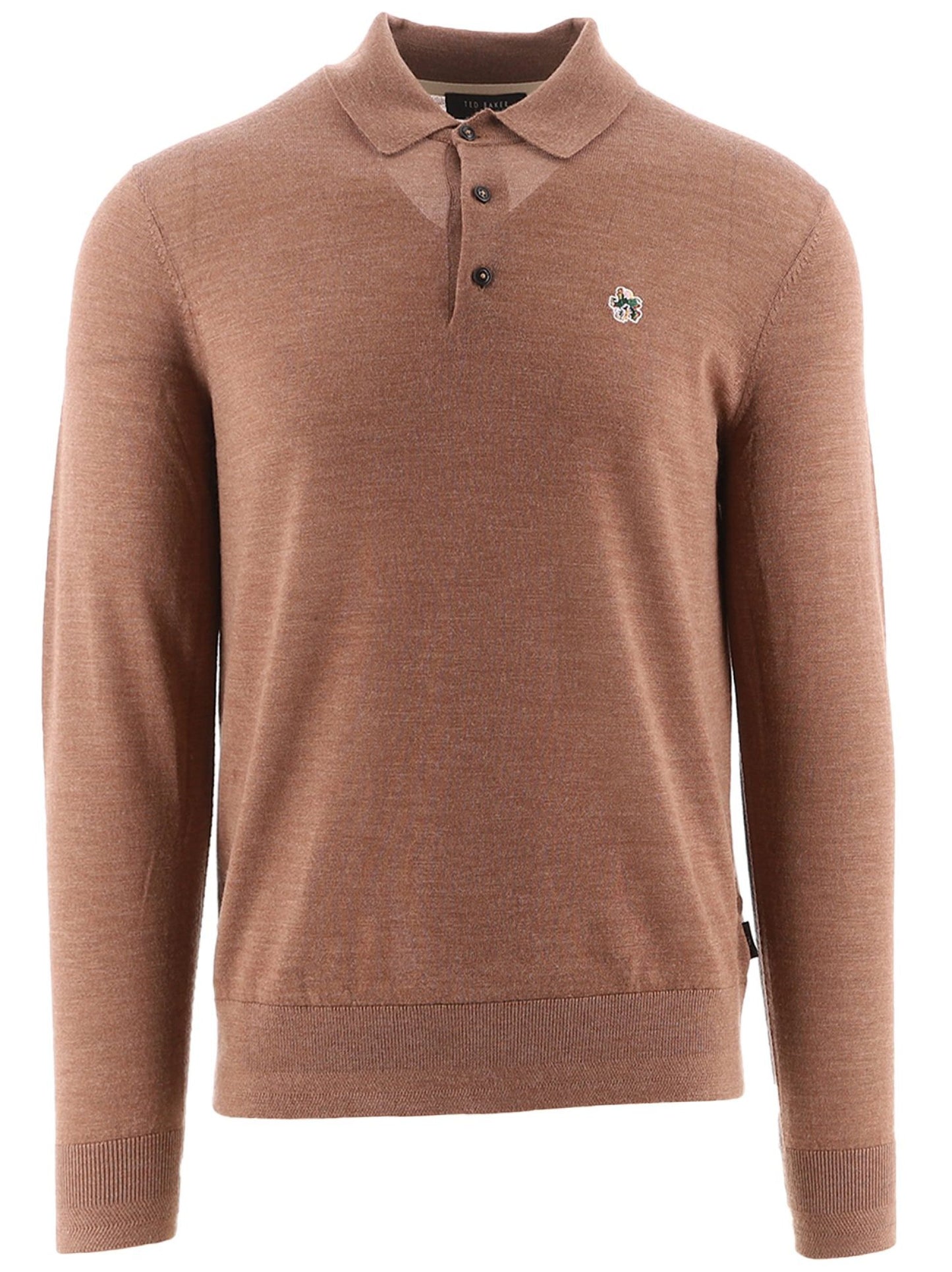 TED BAKER CORE WEMBLEY WOOL LS POLO SHIRT JUMPER TAN BROWN 2XL RRP £90 BNWT