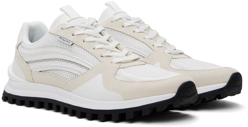 PAUL SMITH PS MARINO MIXED MEDIA LOW TOP TRAINERS WHITE RRP £195 BNIB