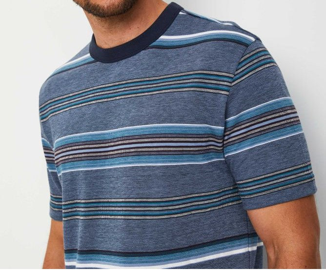 PAUL SMITH PS MULTI COLOUR STRIPE HEAVY COTTON T-SHIRT NAVY 2XL RRP £80 BNWT
