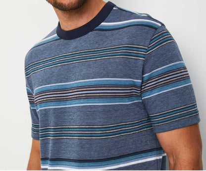 PAUL SMITH PS MULTI COLOUR STRIPE HEAVY COTTON T-SHIRT NAVY 2XL RRP £80 BNWT