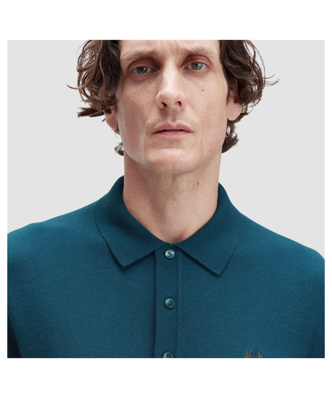 FRED PERRY MERINO WOOL BLEND KNIT POLO JUMPER DARK PETROL RRP £140 BNWT